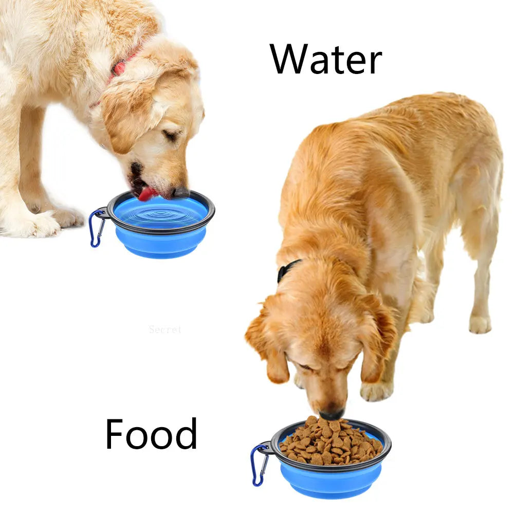 Portable Collapsible Silicone Dog Food and Water Bowl