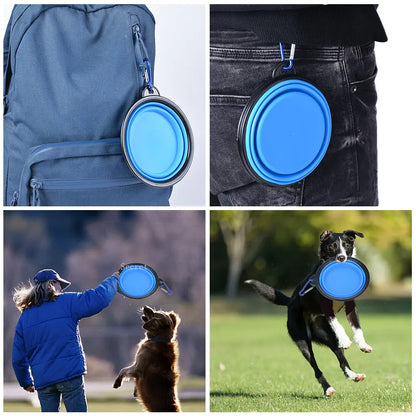 Portable Collapsible Silicone Dog Food and Water Bowl